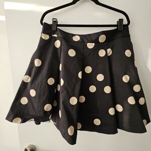 IAMNYC Isaac Mizrahi Black and tan Pleated Polka Dot circle skirt